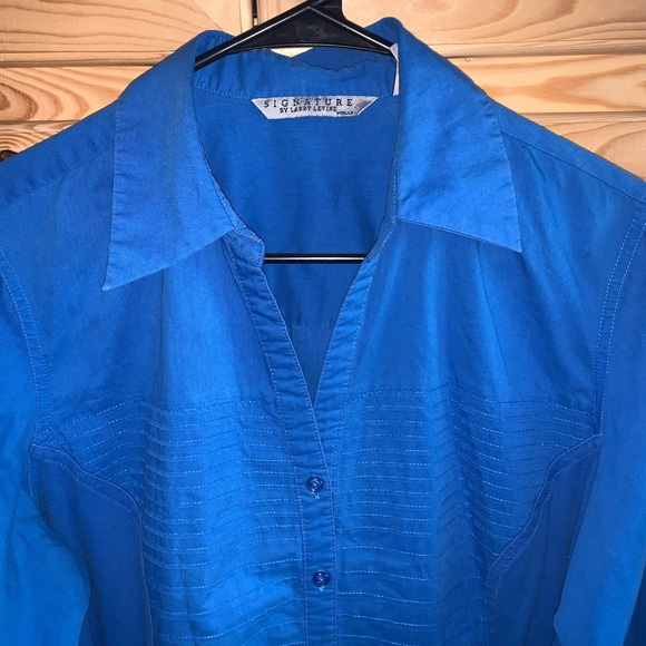 Signature by Larry Levine blue button shirt size 1X - Picture 2 of 3